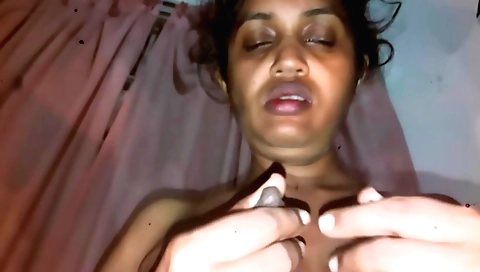 Indian girl is playing with her lover's thick boner