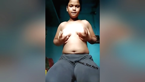 Hairy indian babe strips and has her pussy exposed