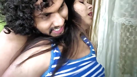 Indian teen brunette and her stepbrother share a sensual ride