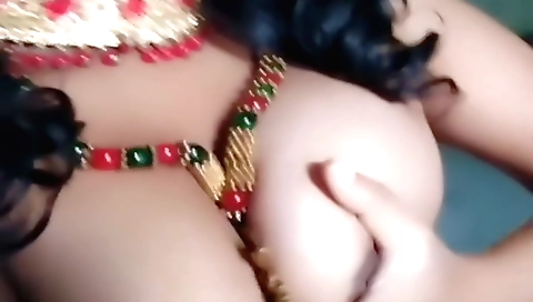 Indian brunette girl gets her big natural breasts rubbed by a guy