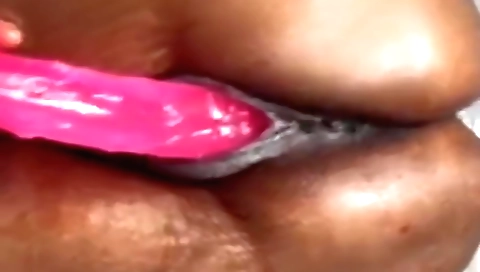 sexy amateur video with big pink dildo taking off cock