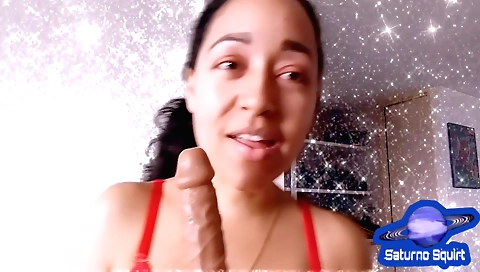 Indian girl with perfect face gives blowjob to the camera