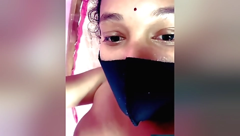 Indian hairy slut in black dress fucked solo on the couch