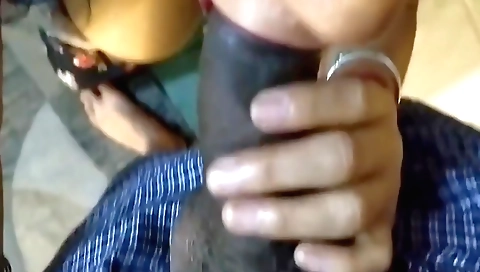 Indian girl sucking huge dick from behind and in front