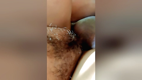 Hairy pussy is showing her hairy snatch on the jungle