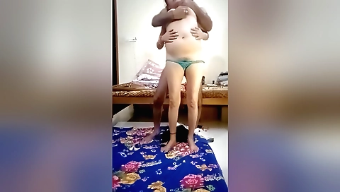 Horny brunette girl with a big hairy pussy is getting fucked