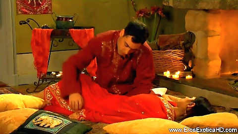 Brunette indian gets naked and has oral and anal sex