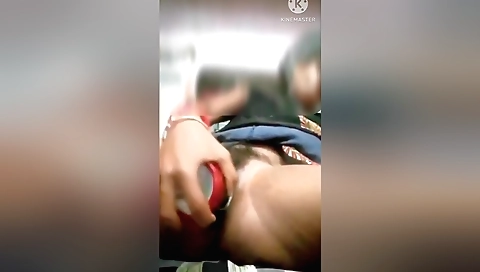 Indian hairy brunette masturbating with a vibrator