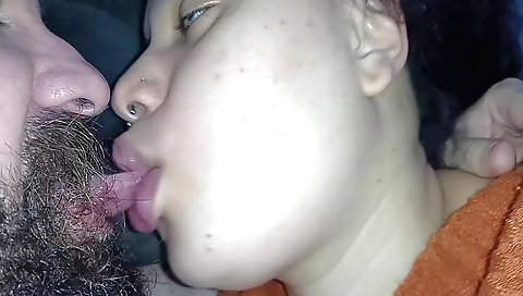 Indian brunette sucks a dick and plays with her mouth