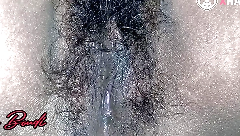 Sexy hairy girl showing her hairy pussy and vagina