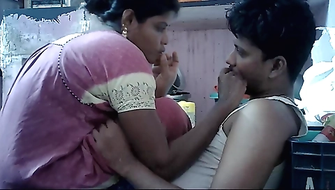 Amateur brunette giving a blowjob to her man at her home