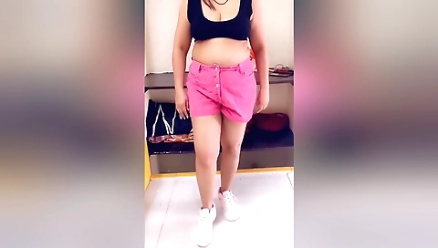 Indian solo girl is wearing a tight blouse and hair