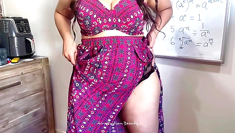 Indian tutor dances and does not get tired of studying