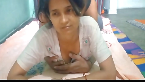 Amateur brunette girl with natural boobs and tits is playing