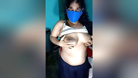 Amateur brunette woman plays with her body and rubs herself