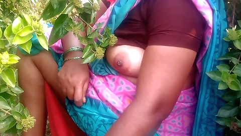 Indian girl with chitinous boobs with her pussy touched