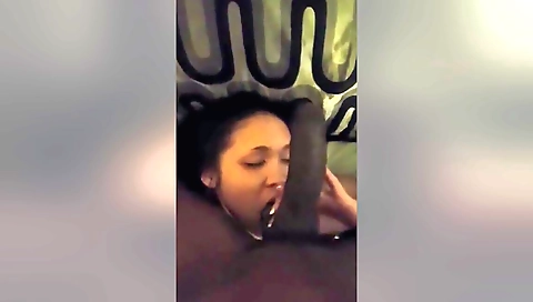 Brunette has a huge cock in her pussy in a homemade vid