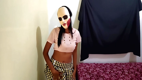 Sexy indian student in her high heels makes him horny