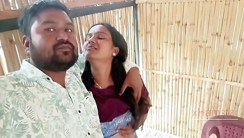 Indian brunette amateur couple eating and fucking on dining table