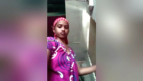 Indian teen girl in her white panties makes a selfporn video