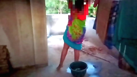 Indian girl with small tits is naked and showing off