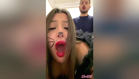 Sexy brunette webcam sex video with a hot blonde stepsister