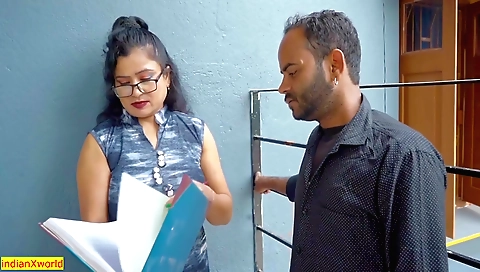 Indian boss fucks with busty brunette milf in this porn video