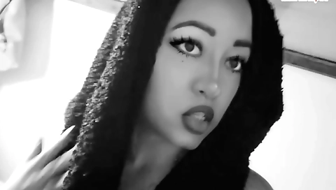 Amateur witch with natural tits seduces fan with her moans