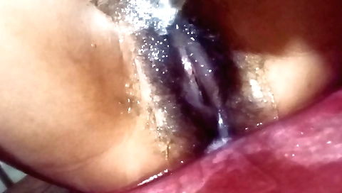 Amateur girl with hairy pussy enjoys solo masturbation