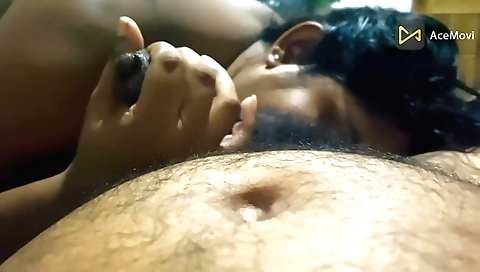 Handjob and hardcore fuck for a brunette with sexy boobs