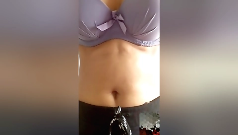 Indian amateur female naked video in black pants and lingerie