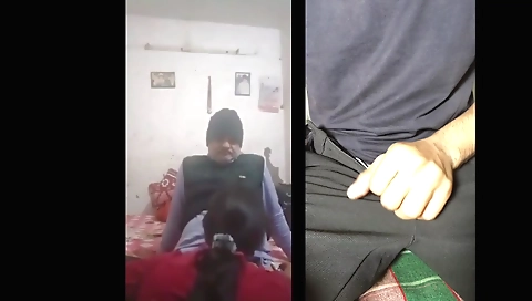 Indian stepsister with tattooed skin filming a funny video