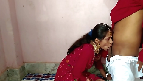 Indian brunette stepsister gives a deepthroat blowjob