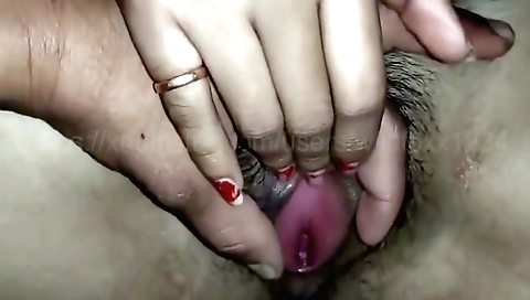 Indian teen takes his big white dick in her hairy pussy