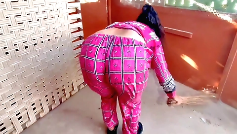 Hairy big ass brunette babe with a sexy ass in the spotlight