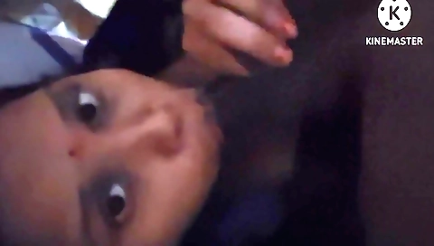 Indian brunette sucks her stepbrother's cock for a while