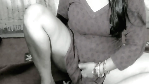 Indian woman in sexy lingerie fucks and touches her body