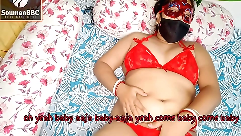 Chick with a sexy face plays with a new toy on camera