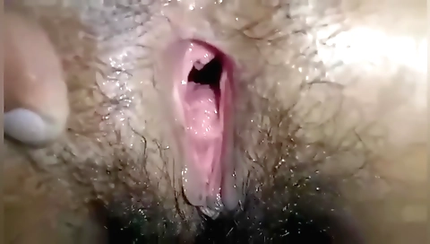 Amateur girl gets fucked in her hairy pussy in front of camera