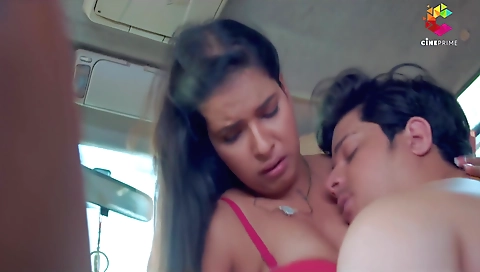 Big boobed brunette in red shorts gets fucked hard