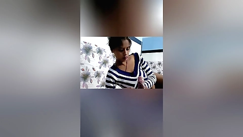 Indian girl with a hairy pussy is having fun with herself