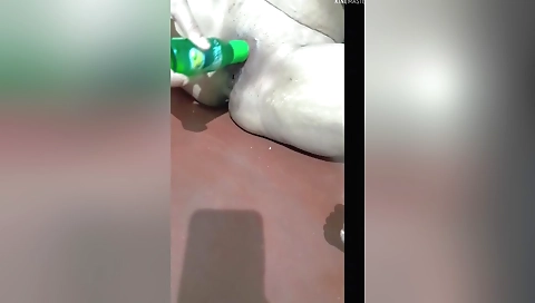 Indian girl with small tits masturbates with a toy