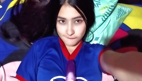 Indian student masturbating on the floor in the room